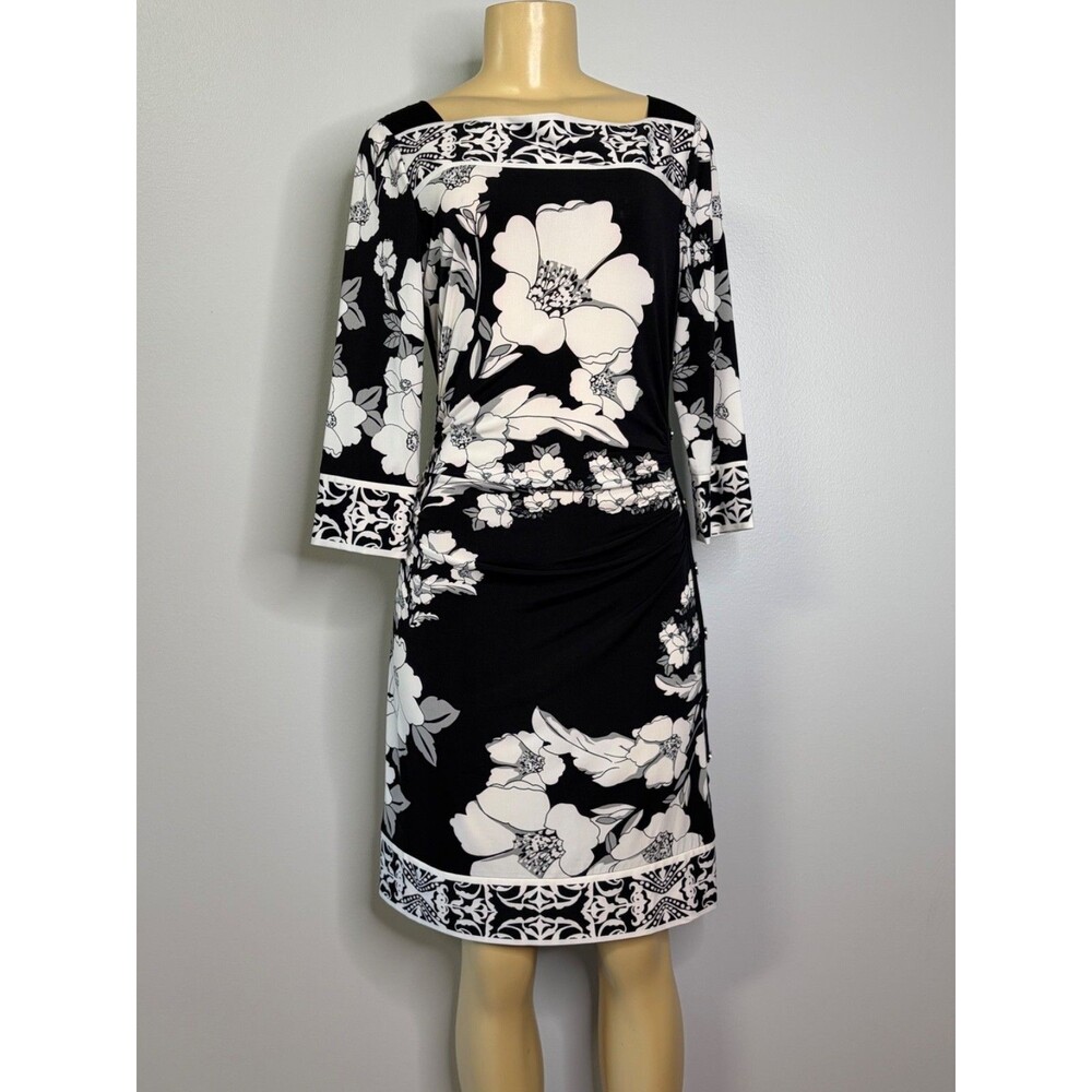 White House Black Market Ruched Floral Dress Size S
